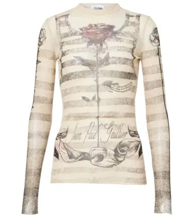 Jean Paul Gaultier Striped printed mesh top | Thumbnail 1 Jean Paul Gaultier Striped printed mesh top | Thumbnail 1