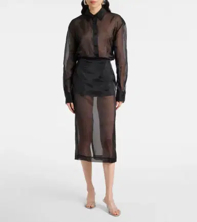 The Frankie Shop Peri silk-blend midi skirt | Thumbnail 3