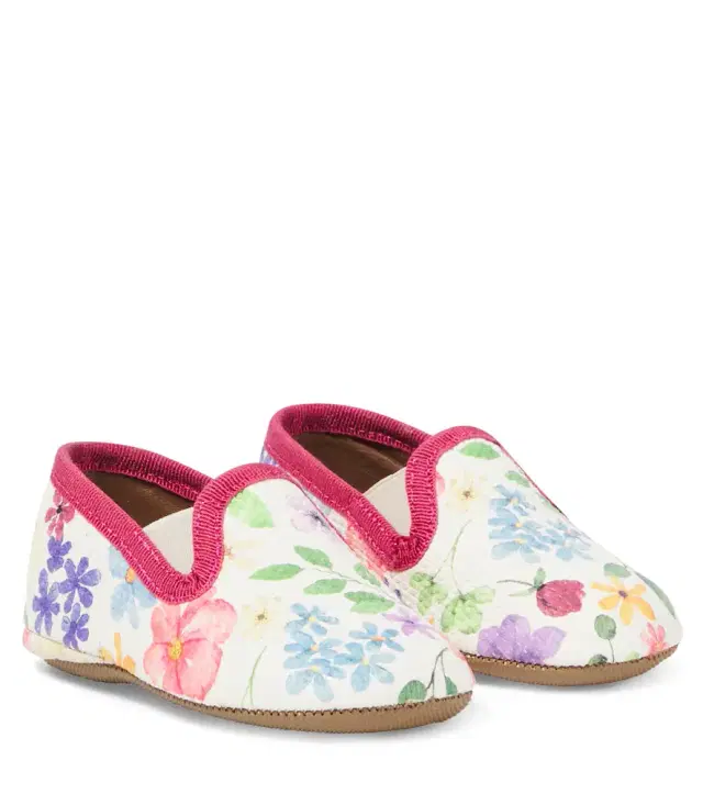 PePe PèPè Baby Eden floral leather slip-on shoes