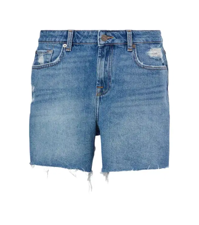7 For All Mankind Distressed mid-rise denim shorts