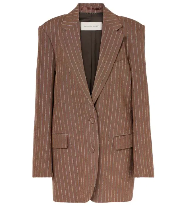 Dries Van Noten Striped linen-blend blazer