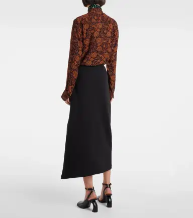 Dries Van Noten Draped asymmetric jersey midi skirt | Thumbnail 4
