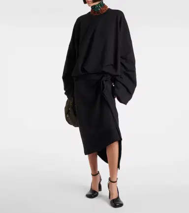 Dries Van Noten Draped asymmetric jersey midi skirt | Thumbnail 5