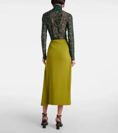Dries Van Noten Gathered cotton midi skirt | Thumbnail 4