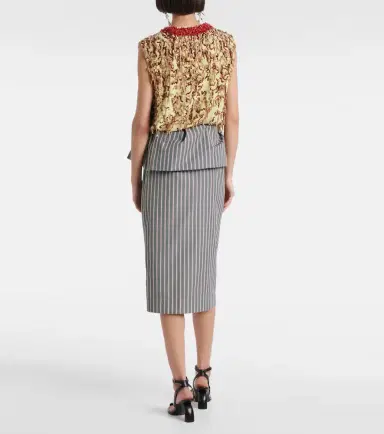 Dries Van Noten Striped cotton poplin midi skirt | Thumbnail 5