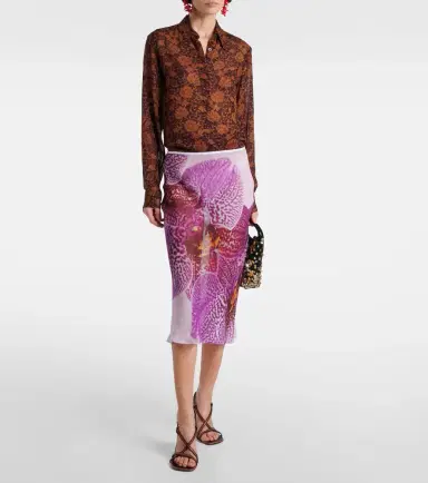 Dries Van Noten Printed silk midi skirt | Thumbnail 2