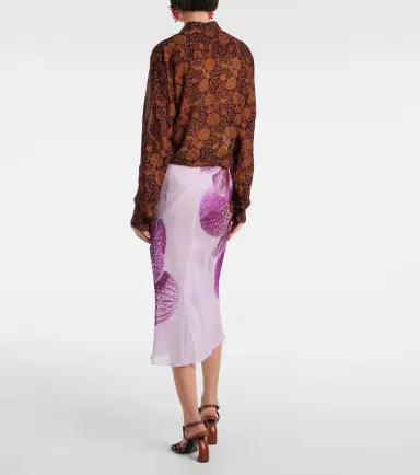 Dries Van Noten Printed silk midi skirt | Thumbnail 5