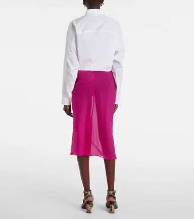Dries Van Noten Silk-blend satin midi skirt | Thumbnail 3