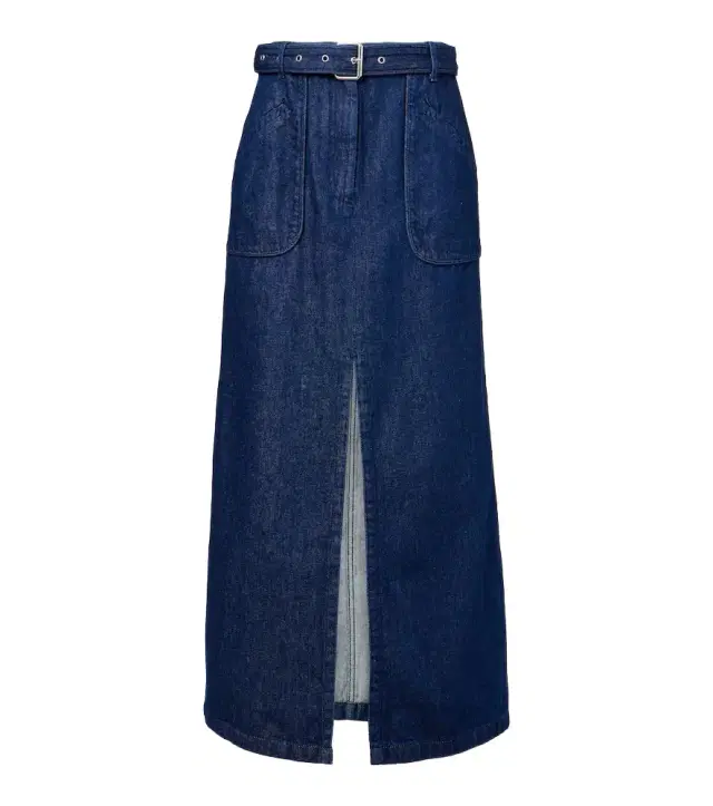 Dries Van Noten Belted denim maxi skirt