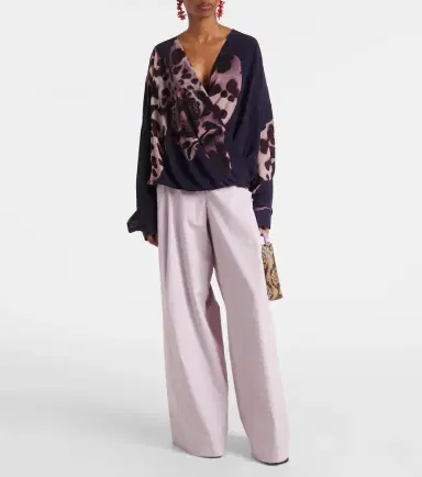 Dries Van Noten High-rise cotton wide-leg pants | Thumbnail 4