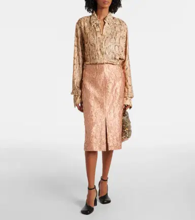 Dries Van Noten Lamé midi skirt | Thumbnail 4