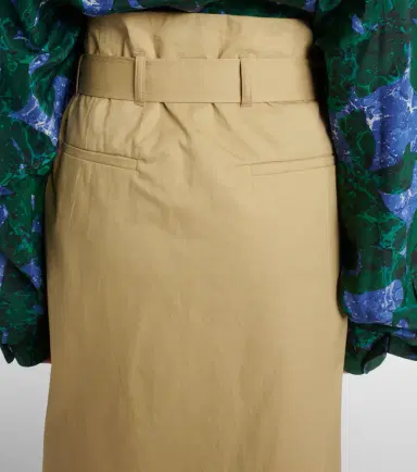 Dries Van Noten Belted pleated cotton midi skirt | Thumbnail 2