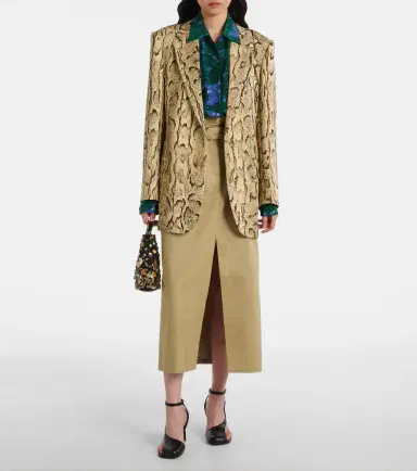Dries Van Noten Belted pleated cotton midi skirt | Thumbnail 4