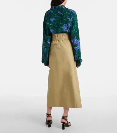 Dries Van Noten Belted pleated cotton midi skirt | Thumbnail 5
