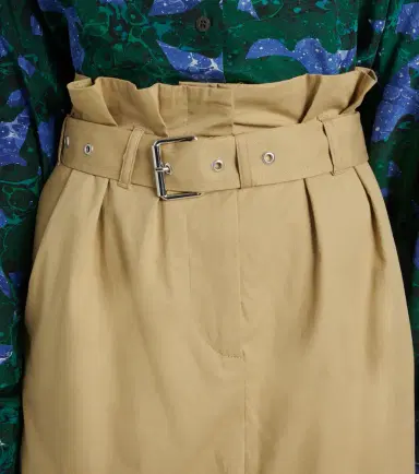 Dries Van Noten Belted pleated cotton midi skirt | Thumbnail 6