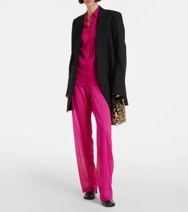 Dries Van Noten High-rise silk-blend wide-leg pants | Thumbnail 3