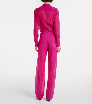 Dries Van Noten High-rise silk-blend wide-leg pants | Thumbnail 6