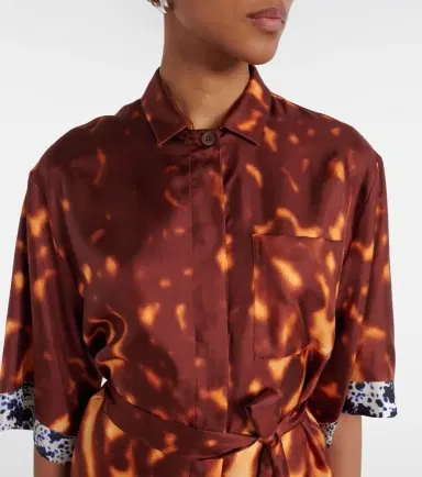 Dries Van Noten Belted printed silk shirt dress | Thumbnail 5