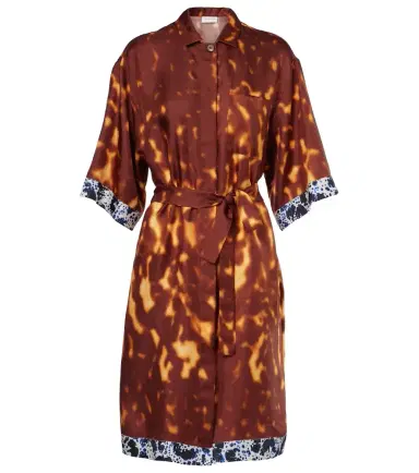 Dries Van Noten Belted printed silk shirt dress | Thumbnail 1