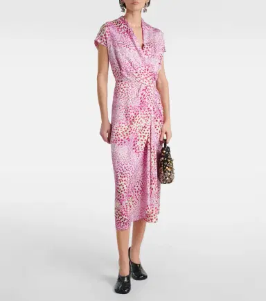 Dries Van Noten Printed satin midi dress | Thumbnail 2