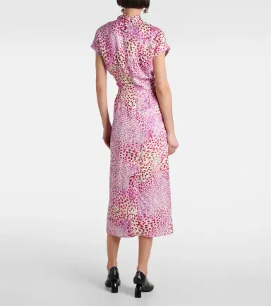 Dries Van Noten Printed satin midi dress | Thumbnail 5