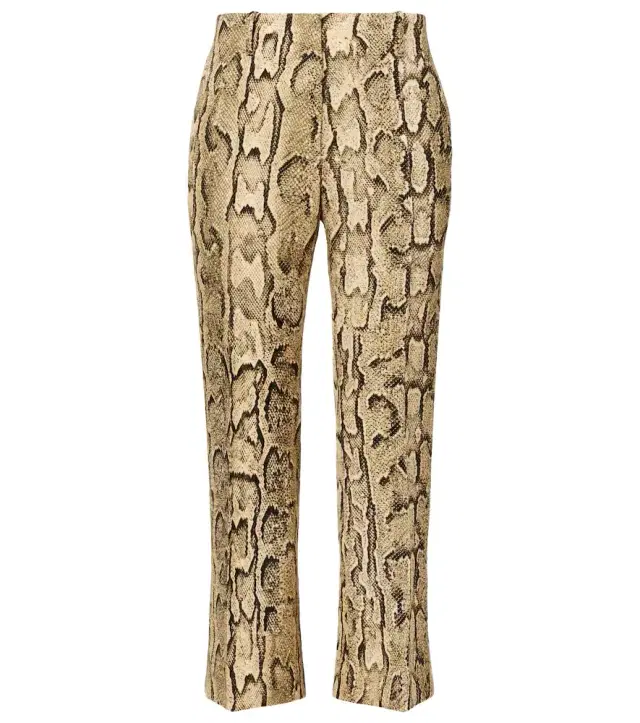 Dries Van Noten Snake-print mid-rise flared jacquard pants