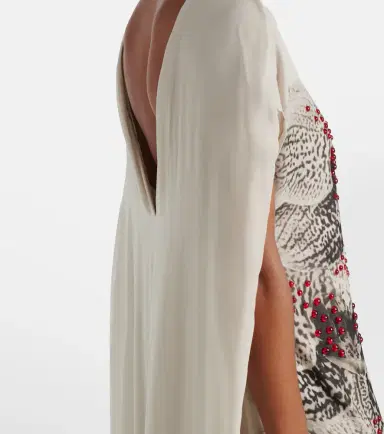 Dries Van Noten Beaded printed silk georgette gown | Thumbnail 4