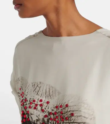 Dries Van Noten Beaded printed silk georgette gown | Thumbnail 6