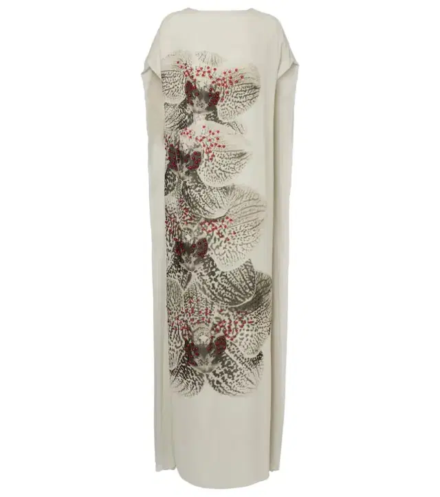 Dries Van Noten Beaded printed silk georgette gown