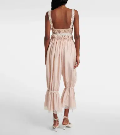 Chloé Chloé Lace-trimmed silk pongé cropped pants | Thumbnail 4 Chloé Chloé Lace-trimmed silk pongé cropped pants | Thumbnail 4