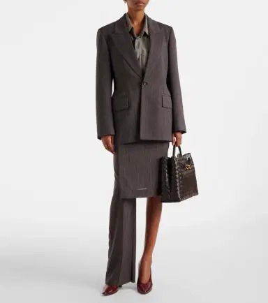 Bottega Veneta Asymmetric striped wool skirt pants | Thumbnail 2