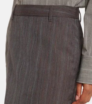 Bottega Veneta Asymmetric striped wool skirt pants | Thumbnail 4