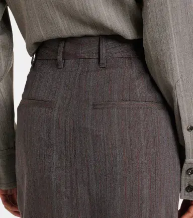Bottega Veneta Asymmetric striped wool skirt pants | Thumbnail 6
