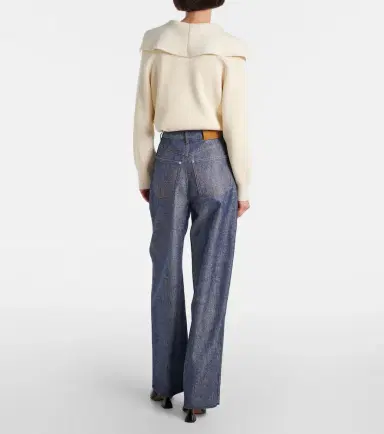 Bottega Veneta Trompe l'ail wool and cotton wide-leg pants | Thumbnail 2