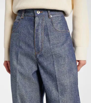 Bottega Veneta Trompe l'ail wool and cotton wide-leg pants | Thumbnail 3