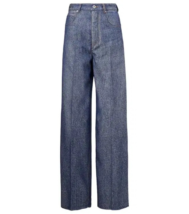 Trompe l'ail wool and cotton wide-leg pants