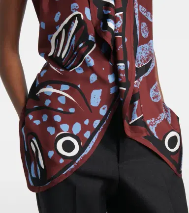 Bottega Veneta Printed halterneck silk twill top | Thumbnail 4