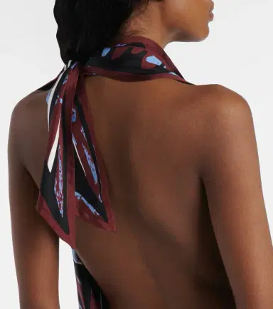Bottega Veneta Printed halterneck silk twill top | Thumbnail 6