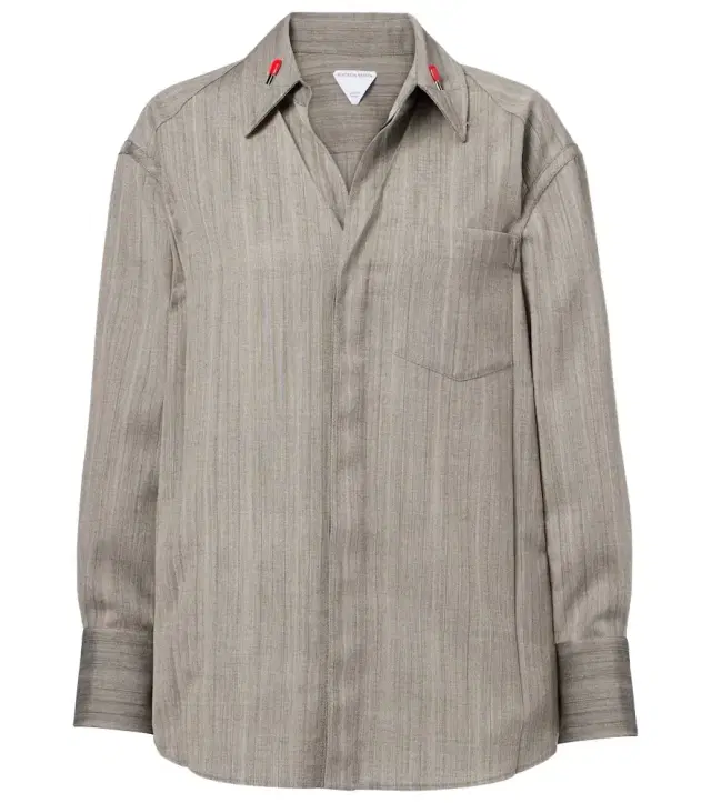 Bottega Veneta Embellished striped wool shirt