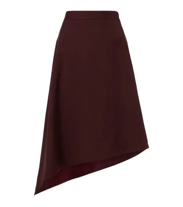 Asymmetric wool midi skirt