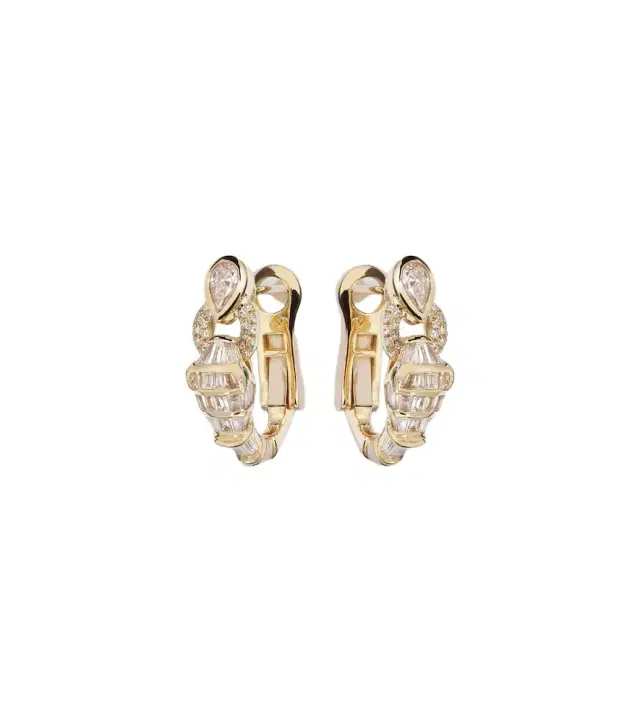 Shay Jewelry Serpentine 18kt gold huggie earrings with diamonds