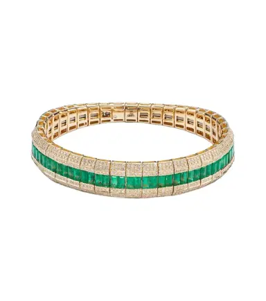 SHAY JEWELRY 18kt gold bracelet with emeralds and diamonds | Thumbnail 1 SHAY JEWELRY 18kt gold bracelet with emeralds and diamonds | Thumbnail 1