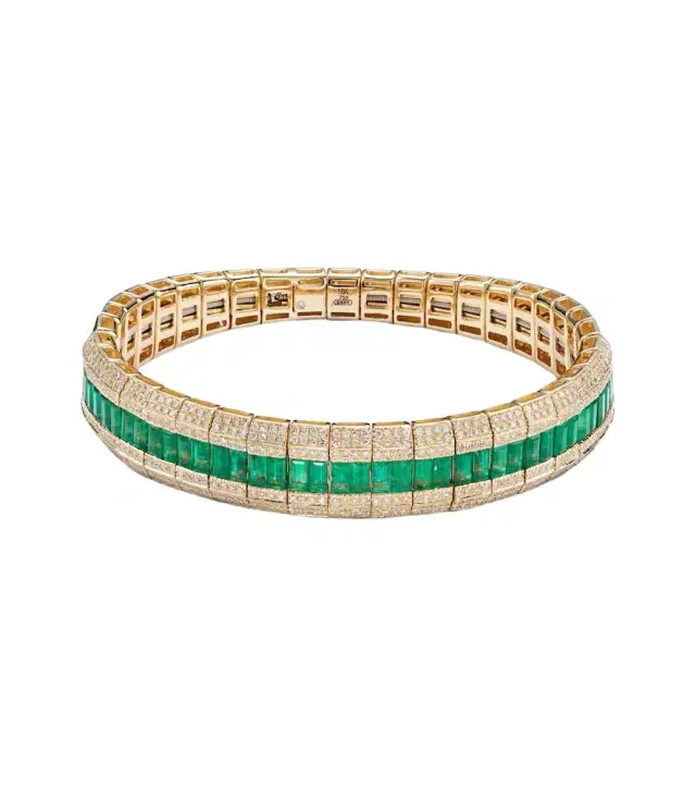 SHAY JEWELRY 18kt gold bracelet with emeralds and diamonds