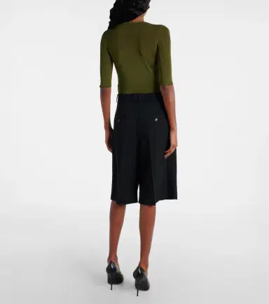 Saint Laurent Grain De Poudre wool Bermuda shorts | Thumbnail 3