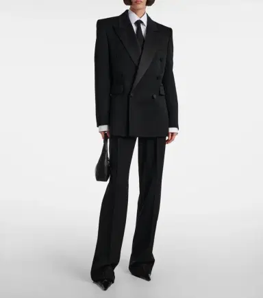 Saint Laurent Satin-trimmed wool tuxedo jacket | Thumbnail 3 Saint Laurent Satin-trimmed wool tuxedo jacket | Thumbnail 3