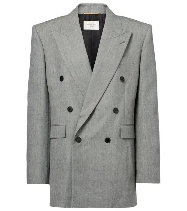 Saint Laurent Double-breasted wool twill blazer
