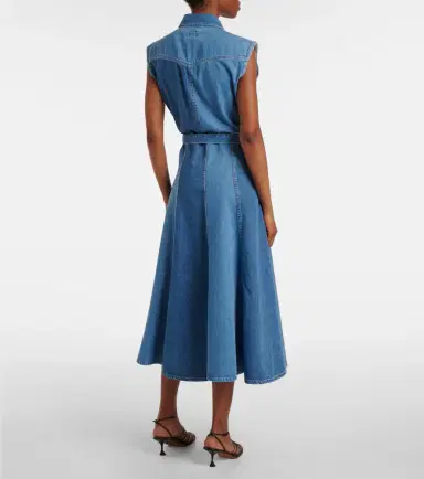 AG Jeans Belted paneled denim midi dress | Thumbnail 3 AG Jeans Belted paneled denim midi dress | Thumbnail 3