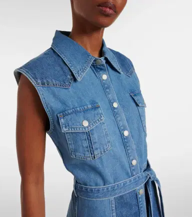 AG Jeans Belted paneled denim midi dress | Thumbnail 6 AG Jeans Belted paneled denim midi dress | Thumbnail 6