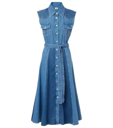 AG Jeans Belted paneled denim midi dress | Thumbnail 1 AG Jeans Belted paneled denim midi dress | Thumbnail 1