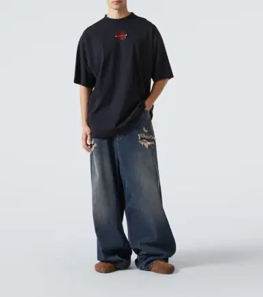 Balenciaga Distressed mid-rise wide-leg jeans | Thumbnail 5